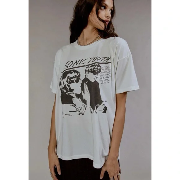 NWT Daydreamer Sonic Youth Goo Merch Tee Graphic Tshirt in Vintage White - Picture 2 of 13